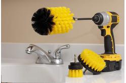 China Yellow Power Scrubber Drill Brush 3 Piece Kit For Cleaning supplier