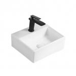 Square White Countertop Ceramic Basin Glossy Finished For Apartment Bathroom for sale
