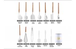 China Odorproof Silicone Kitchen Utensil Sets 14pcs Scratchfree Dentless With Holder supplier