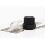 Plastic Black Tamper Evident Cap With Clear Insert 18mm Screw For Glass Bottles for sale