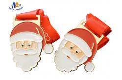 China Santa Claus And Christmas Metal Stock Medals With Enamel And Sublimated Ribbon supplier