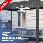 Outdoor Modern Design Style Dimmable LED Ceiling Fan Light with 3 Speed and Waterproof for sale