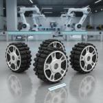 China QSTf26f0003 Mecanum Wheels for AGV Manufactured Using Rubber Aluminum Materials Delivering Performance in Automated Guided Vehicles for sale