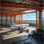 Galvanized Steel Structure Aircraft Hangar Anti Corrosion High Intensity for sale