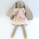 Linen Soft Plush Toy Stuffed Bunny With Dress Skin Friendly For Girls Gifts for sale