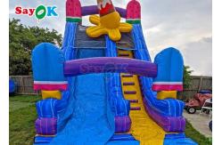 China Blue Ice Cream Theme Inflatable Slide Popsicle Inflatable Waterslide With Pool supplier