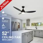 High RPM Large Airflow Plastic Dimmable Remote Control Ceiling Fan With LED Light for sale