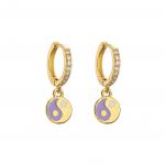 Enamel Rhinestone Hoop Earrings for sale