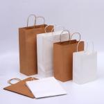 Environmentally Brown gravure kraft  paper bags with logo printed 28* 22cm for sale