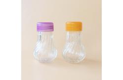 China small bulb shape shaker bottle glass spice jar with stainless lid plastic cap supplier