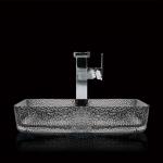Smoky Grey Rectangular Vessel Sinks Wash Bowl Bathroom Smooth 105mm for sale
