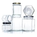 Customized Shape 250ml 300ml 400ml 500ml Hexagonal Shape Glass Honey Jars