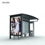 Polycarbonate Roofing Digital City Bus Shelter With Digital Advertising Display for sale