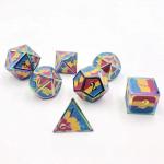 16mm Smooth RPG Metal Dice Custom DND Logo Rainbow Game Set