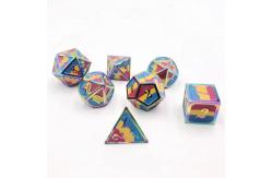 China 16mm Smooth RPG Metal Dice Custom DND Logo Rainbow Game Set supplier