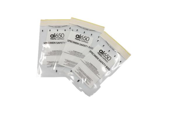 Eco Friendly Lab Use Clear Plastic Specimen Biohazard Bags 3 Walls