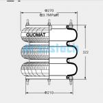Original Convoluted Air Spring Dunlop Springride SP1539 1/2BSP Air Connection