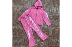 China Breathable Zip Up Cropped Sweatshirt Set Applique Embroidered Patch Unisex Track Suits supplier