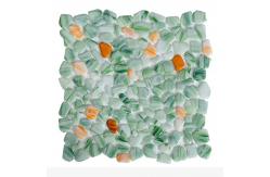 China Cobble Pebble Shaped Glass Mosaic Tiles Glossy Mosaic Kitchen Wall Pebble Mosaic supplier