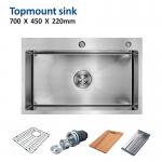Bar Topmount Stainless Steel Kitchen Sink Cabinet 16 Gauge 70x45 for sale
