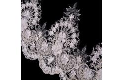 China Handmade 80% Nylon Lace Trim / Guipure Lace Trim Knitted With Beads supplier