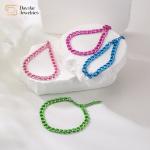 Personalized Jewelry Stainless Steel Colorful Cuban Link Chain Bracelet Women Mens for sale