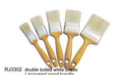 China Industrial House Paint Brush Set Double Boiled White Polyester Bristle Brush supplier