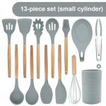 BPA Free Non Toxic 13 Piece Silicone Cooking Kitchen Utensil Set Tools with Wood Handles Turner Tongs Spatula Spoon for sale