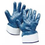 Blue Color Nitrile Dipped Work Gloves Firm Grip Safety Cuff High Abrasion Resistance for sale
