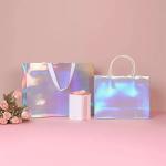 Glitter Silver Foil Clothing Carrier Bags Holographic Cmyk Color for sale