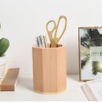 OEM ODM Solid Wooden Pencil Vase Desktop Pen Holder For Shcool