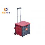 Portable Aluminum Handle Folding Plastic Trolley With Lid for sale