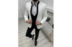 China 65% Polyester Mens Tuxedo Suit 32% Viscose 3% Lycra White Tuxedo Jacket supplier