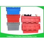Red Plastic Attached Lid Containers / 43L Plastic Storage Bins for sale