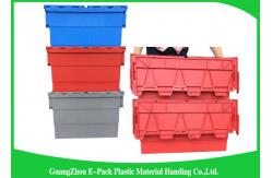 China Red Plastic Attached Lid Containers / 43L Plastic Storage Bins supplier
