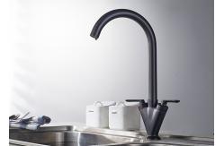 China Dual Handle Waterfall Black Kitchen Faucets , Deck Mount Kitchen Faucet ROVATE supplier