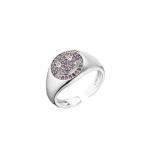 Pave Crystal Free Size Rings Chucky 925 Silver Smiley Face Ring