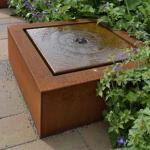 Rusty Square Corten Steel Water Feature For Home Garden Decoration for sale