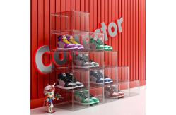 China Household Acrylic Drop Front Shoe Box Transparent Stackable supplier