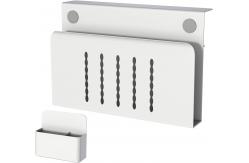 China Function Desk Side No Drill Vertical Laptop Hanging Metal Organizer Bracket Silver supplier