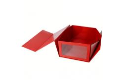 China Custom Recycled Red Cardboard Shoe Boxes with PP Plastic Clear Window supplier