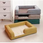 Handmade Braided Cattail Leaf Kitten Bed Rattan Dog Basketwith Soft Cushion for sale
