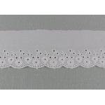 White Eyelet Cotton Lace Trim , Scalloped Floral Lace Ribbon For Wedding Dress for sale