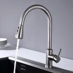 Solid Stainless Steel Gooseneck Faucet Single Handle CUPC Kitchen Sink Mixer Taps for sale
