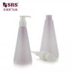Triangle Shape Luxury Injection Violet Plastic Pump Custom Color Lotion PET Bottle for sale