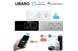 China Euro Standard TuYa Zigbee Switch Socket Combination 240Vac For Round Mounting Box supplier