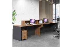 China 2.4M Office Reception Desk Grey Wooden Hotel Front Desk Counter supplier