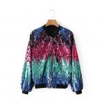 Ladies Ma1 Bomber Jacket With Gradient Sequin Design 100% Polyester for sale