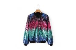 China Ladies Ma1 Bomber Jacket With Gradient Sequin Design 100% Polyester supplier