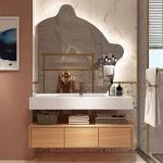 120cm-180cm Solid Wood Bathroom Vanity Artificial Stone Wash Basin Cabinet Set